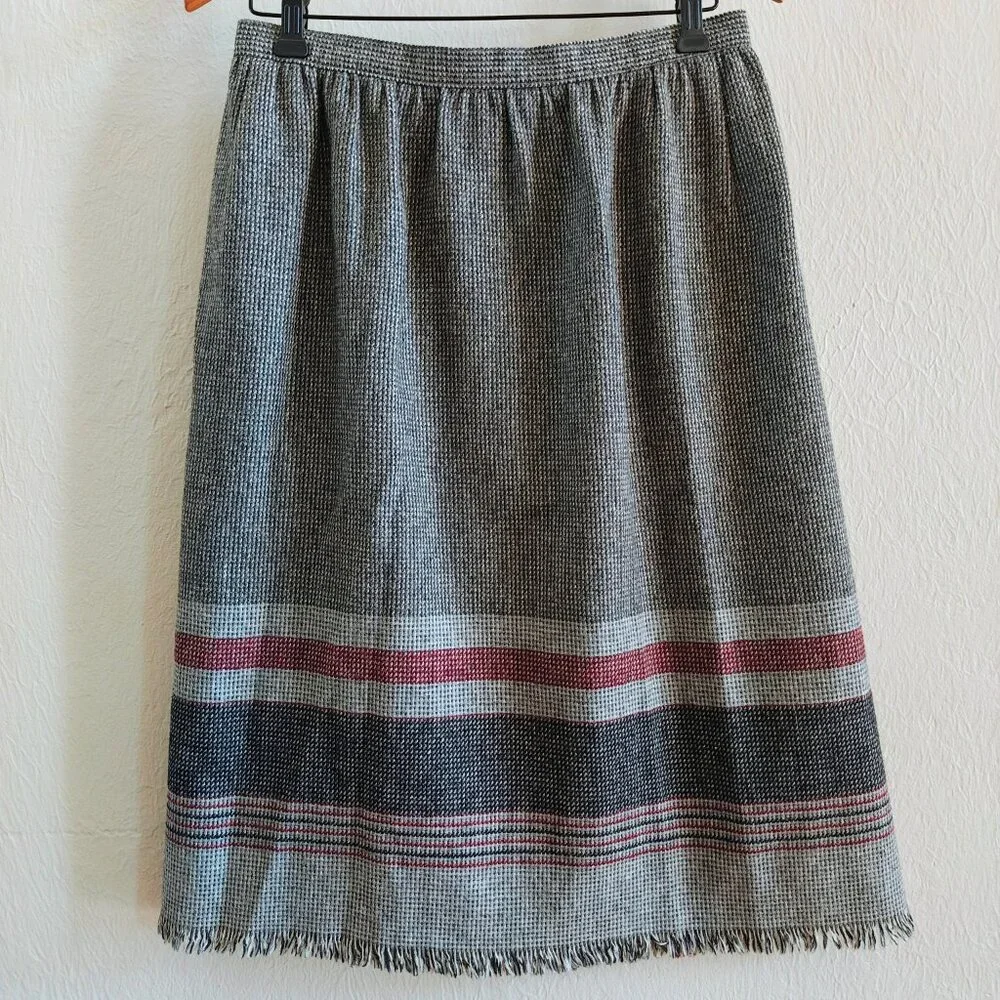 Vintage Plaid Fringed Skirt